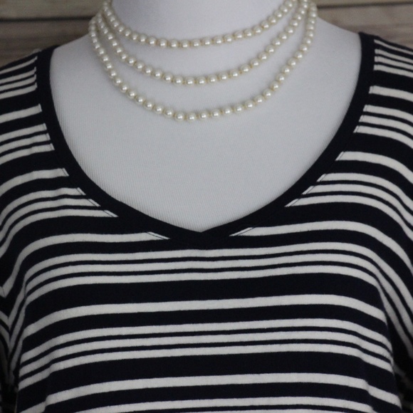 TALBOTS Navy & White Nautical-Inspired Striped Top - Picture 3 of 7